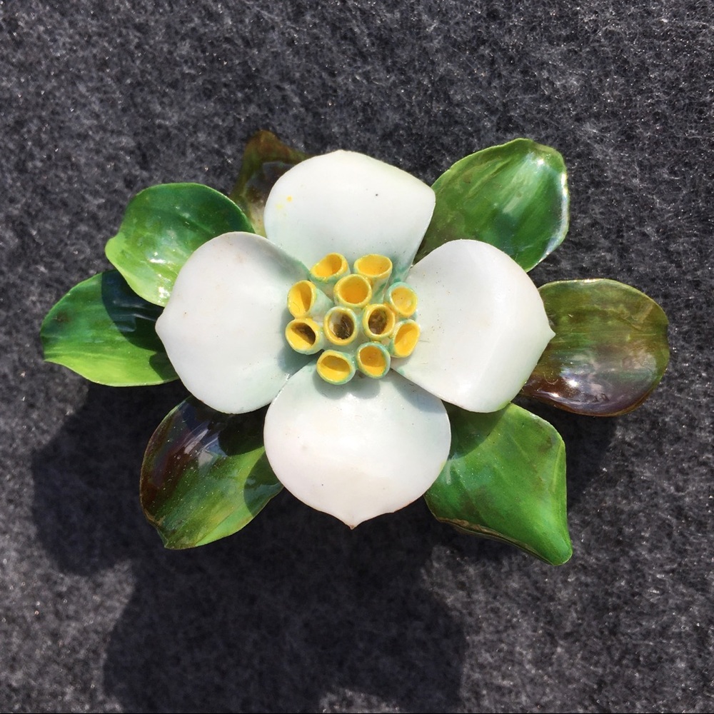Vtg Cara China Staffordshire Brooch Pin Dogwood